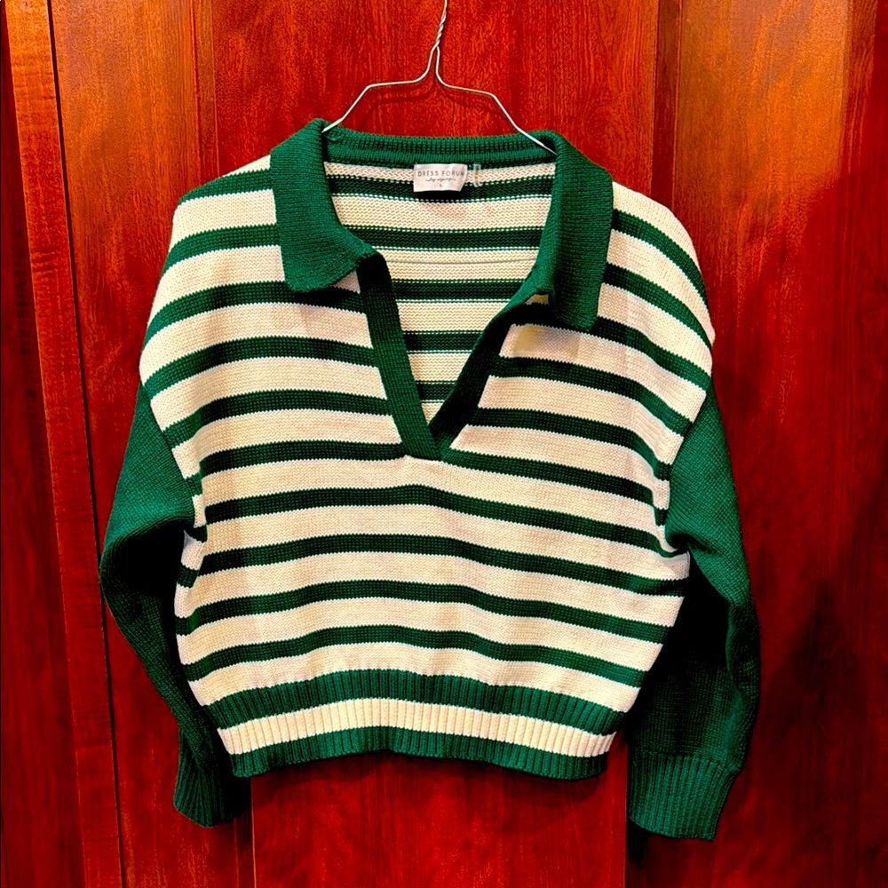 Striped Green and White Sweater by Dress Forum
